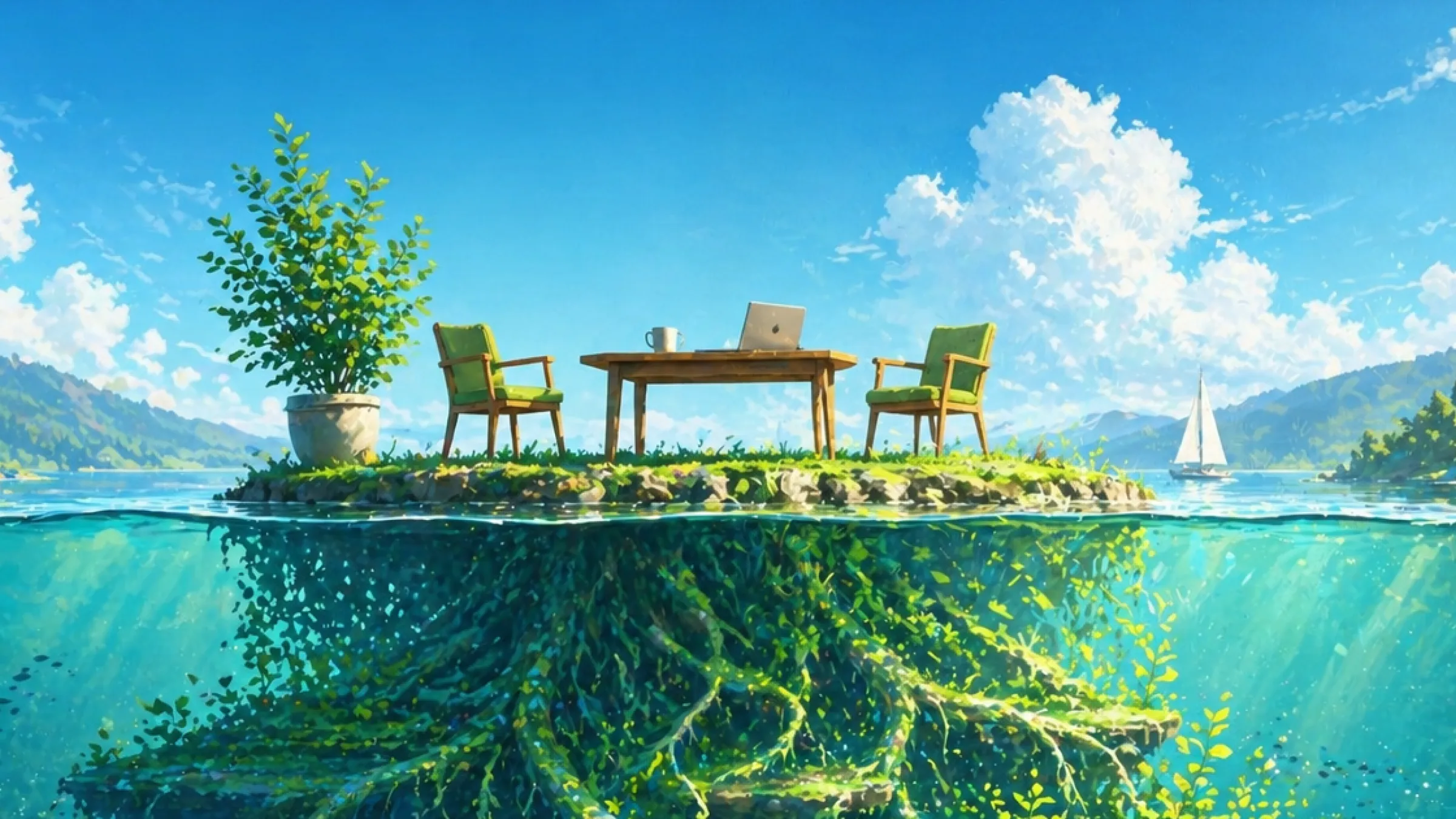 A meeting happening on top of a symbolic iceberg, representing how it's just the tip